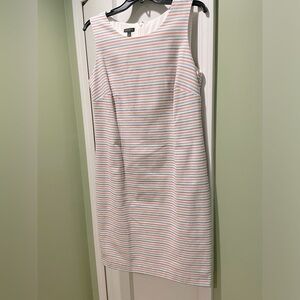 Talbots striped blue, pink, white shift dress. Size 10